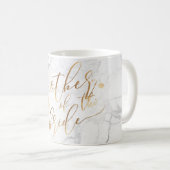 PixDezines Moeder van Bride/Faux Gold Script Marbl Koffiemok (Voorkant rechts)