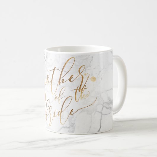 PixDezines Moeder van Bride/Faux Gold Script Marbl Koffiemok (Voorkant rechts)