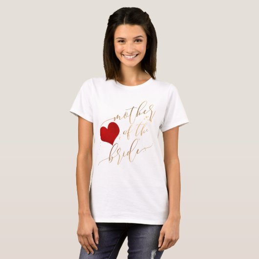 PixDezines Moeder van de Bruid/Faux Goud Script T-shirt (Voorkant volledig)