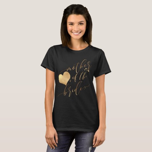 PixDezines Moeder van de Bruid/Faux Goud Script T-shirt (Voorkant volledig)