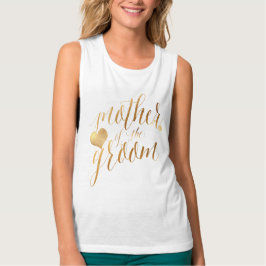 PixDezines Moeder van de bruidegom/Faux Gold Scrip Tanktop