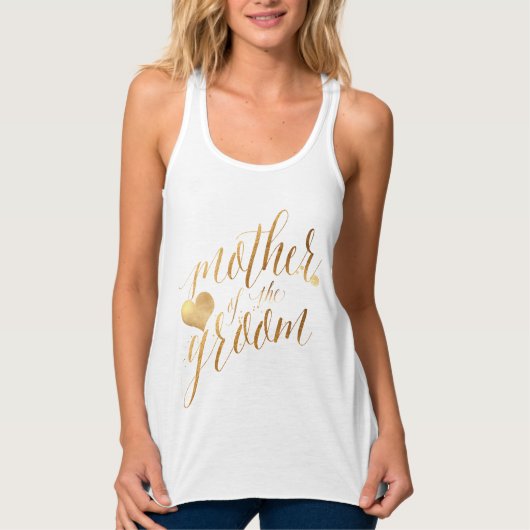 PixDezines Moeder van de bruidegom/Faux Gold Scrip Tanktop (Voorkant)
