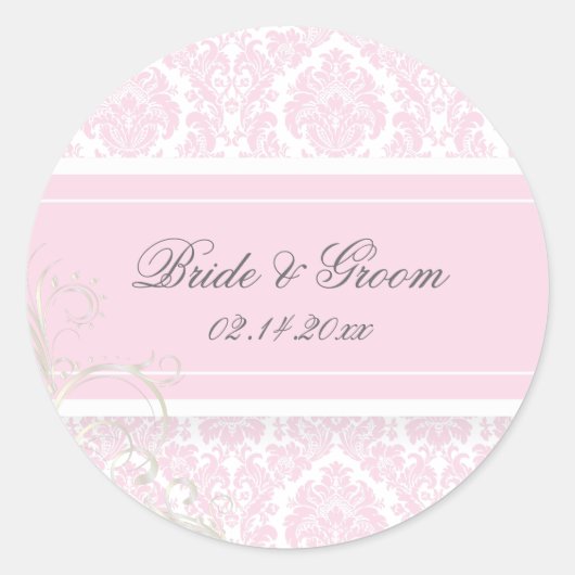PixDezines moiré damask bruiloft stickers (Voorkant)