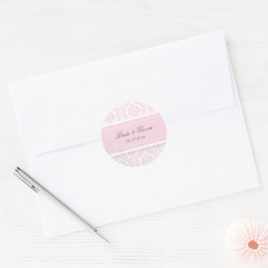 PixDezines moiré damask bruiloft stickers (Envelop)