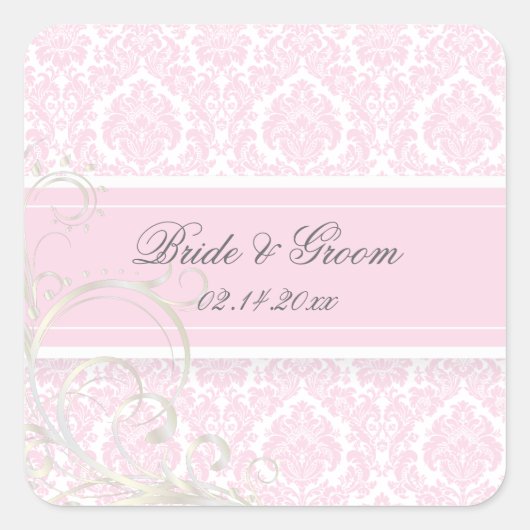 PixDezines moiré damask bruiloft stickers (Voorkant)