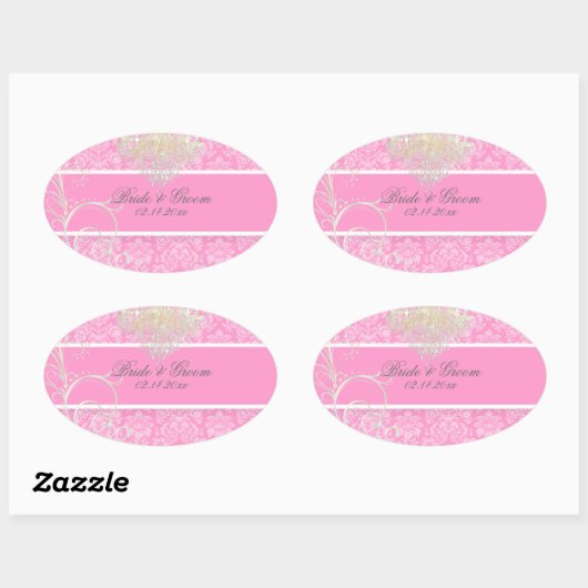 PixDezines moiré damask bruiloft stickers (Vel)