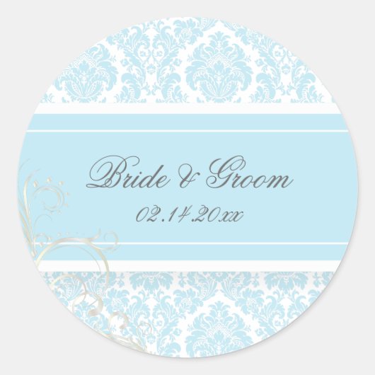 PixDezines moiré damask bruiloft stickers (Voorkant)