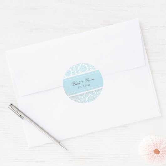 PixDezines moiré damask bruiloft stickers (Envelop)