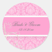 PixDezines moiré damask bruiloft stickers (Voorkant)