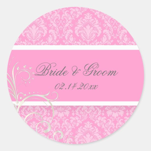 PixDezines moiré damask bruiloft stickers (Voorkant)