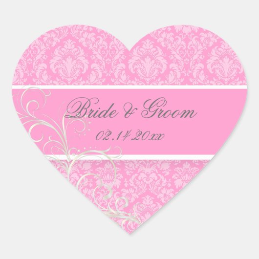 PixDezines moiré damast/doe-het-zelf kleur Hart Sticker (Voorkant)