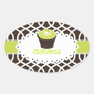 PixDezines monaco traliewerk+cupcake/DIY kleur Ovale Sticker