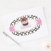 PixDezines monaco traliewerk+cupcake/DIY kleur Ovale Sticker (Envelop)