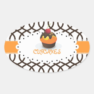 PixDezines monaco trellis+cupcake/DIY kleur Ovale Sticker