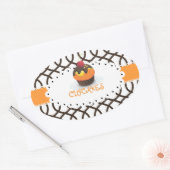 PixDezines monaco trellis+cupcake/DIY kleur Ovale Sticker (Envelop)