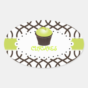 PixDezines monaco trellis+cupcake/DIY kleur Ovale Sticker