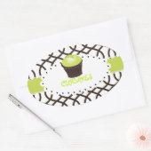 PixDezines monaco trellis+cupcake/DIY kleur Ovale Sticker (Envelop)