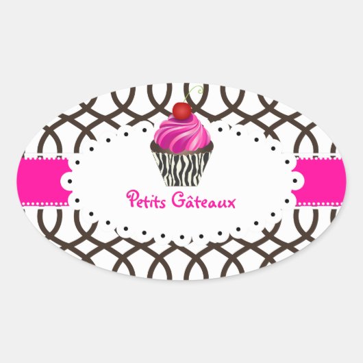 PixDezines monaco trellis+cupcake/DIY kleur Ovale Sticker (Voorkant)