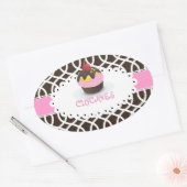PixDezines monaco trellis+cupcake/DIY kleur Ovale Sticker (Envelop)