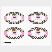PixDezines monaco trellis+cupcake/DIY kleur Ovale Sticker (Vel)