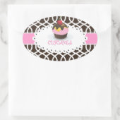 PixDezines monaco trellis+cupcake/DIY kleur Ovale Sticker (Tas)