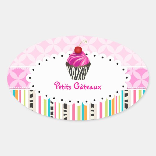 PixDezines monaco trellis+cupcake/DIY kleur Ovale Sticker (Voorkant)
