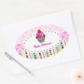 PixDezines monaco trellis+cupcake/DIY kleur Ovale Sticker (Envelop)