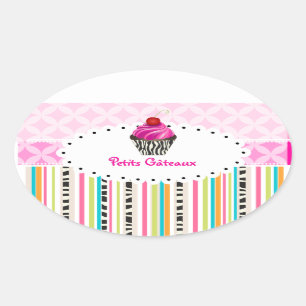 PixDezines monaco trellis+cupcake/DIY kleur Ovale Sticker