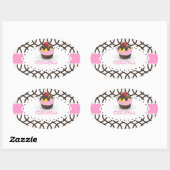 PixDezines monaco trellis+cupcake/DIY kleur Ovale Sticker (Vel)