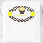 PixDezines monaco trellis+cupcake/DIY kleur Ovale Sticker (Tas)