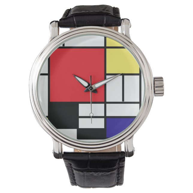 PixDezines Mondriaan Kunst Horloge (Voorkant)