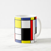 PixDezines Mondrian, minimalistisch Koffiemok (Voorkant rechts)