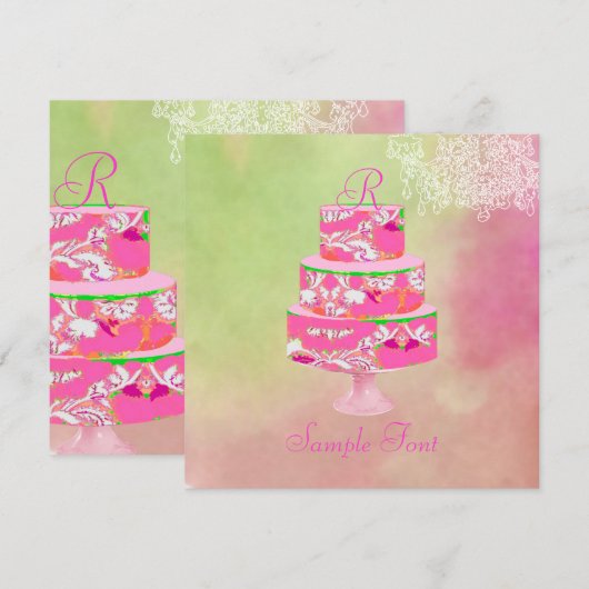 PixDezines monogram alice bloem cake Kaart (Voorkant / Achterkant)
