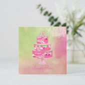 PixDezines monogram alice bloem cake Kaart (Staand voorkant)
