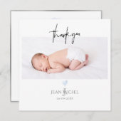 PixDezines Monogram Bedankt Baby Blue Heart Kaart (Voorkant / Achterkant)