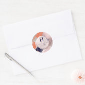 PixDezines Monogram, Blush+Navy kleurenblok Ronde Sticker (Envelop)