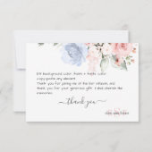 PixDezines Monogram Blush Pink Dusty Blue Rozen Bedankkaart (Achterkant)