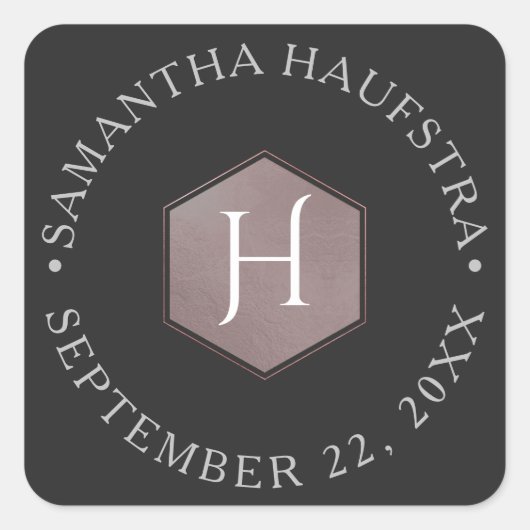 PixDezines Monogram Blush Roze Honingraat Vierkante Sticker (Voorkant)