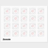 PixDezines Monogram Blush Roze Honingraat Vierkante Sticker (Vel)