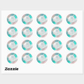 PixDezines Monogram, Blush+Sage Kleurblok Ronde Sticker (Vel)