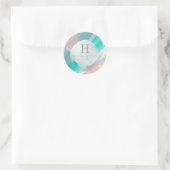 PixDezines Monogram, Blush+Sage Kleurblok Ronde Sticker (Tas)