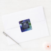 PixDezines Monogram, Blush+Silver+Red kleurenblok Vierkante Sticker (Envelop)