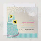 PixDezines monogram bridal, blauwe taart voor brui Kaart (Achterkant)