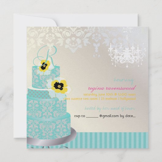 PixDezines monogram bridal, blauwe taart voor brui Kaart (Achterkant)