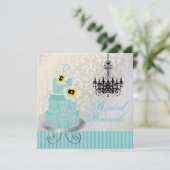 PixDezines monogram bridal, blauwe taart voor brui Kaart (Staand voorkant)
