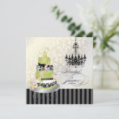 PixDezines monogram bridal, groene theecake Kaart (Staand voorkant)