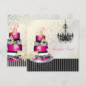 PixDezines monogram bridal, hete roze cake Kaart (Voorkant / Achterkant)