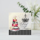 PixDezines monogram bridal, rode fluwelen cake Kaart (Staand voorkant)