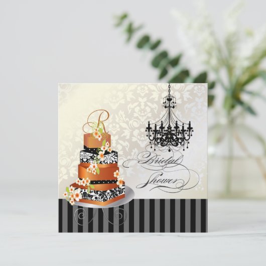 PixDezines monogram bridal, verbrande appricotcake Kaart (Staand voorkant)