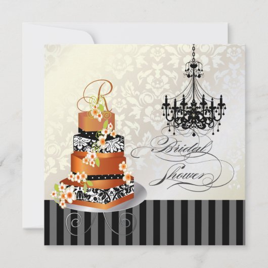 PixDezines monogram bridal, verbrande appricotcake Kaart (Voorkant)
